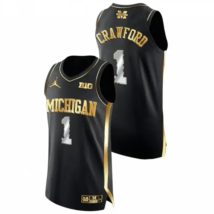 Michigan Wolverines Men's Jamal Crawford #1 Black Golden Edition College Basketball Jersey 2415PYBG8