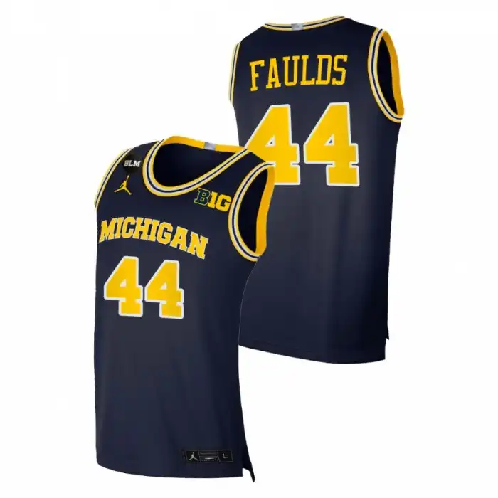 Michigan Wolverines Men's Jaron Faulds #44 BLM Navy College Basketball Jersey 2415WQFW1