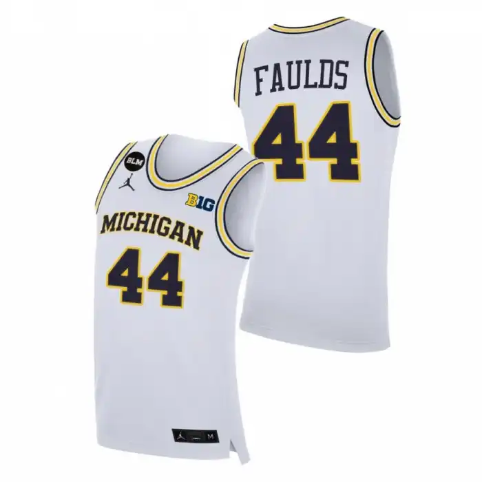 Michigan Wolverines Men's Jaron Faulds #44 BLM White College Basketball Jersey 2415LUPV1