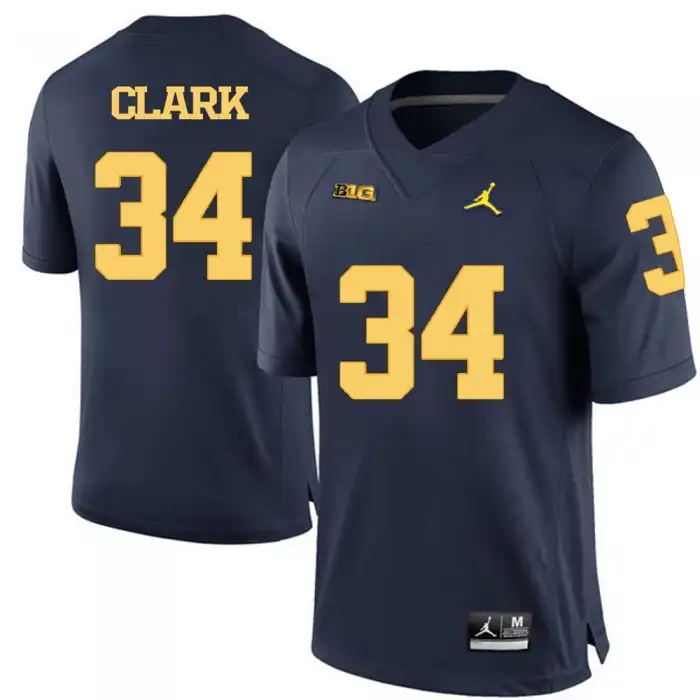 Michigan Wolverines Men's Jeremy Clark #34 Blue Navy College Football Jersey 2415EFZN4