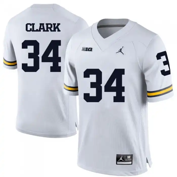 Michigan Wolverines Men's Jeremy Clark #34 White College Football Jersey 2415DHQB6