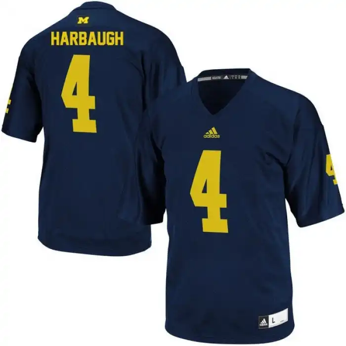 Michigan Wolverines Men's Jim Harbaugh #4 Navy College Football Jersey 2415JMIV8