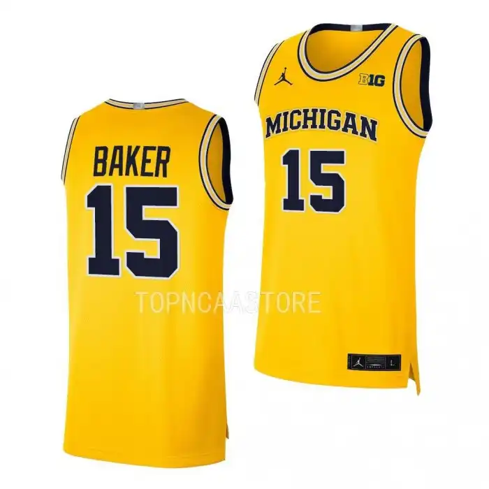 Michigan Wolverines Men's Joey Baker #15 Limited Maize College Basketball Jersey 2415OLOS8