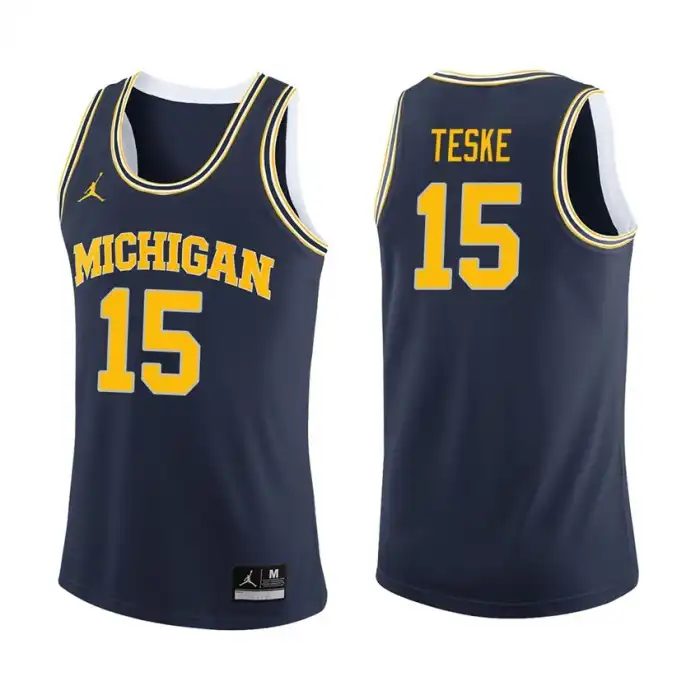 Michigan Wolverines Men's Jon Teske #15 Navy College Basketball Jersey 2415INRU5