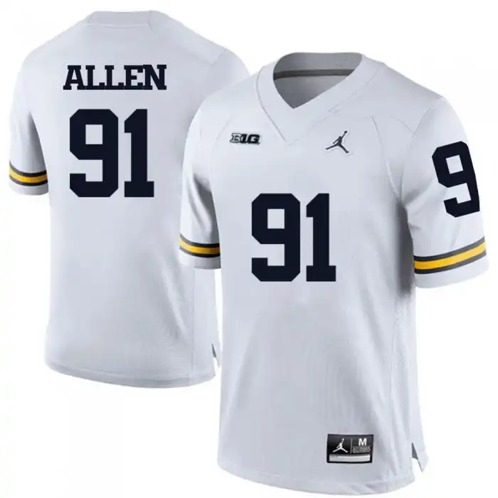 Michigan Wolverines Men's Kenny Allen #91 White College Football Jersey 2415KFRL5