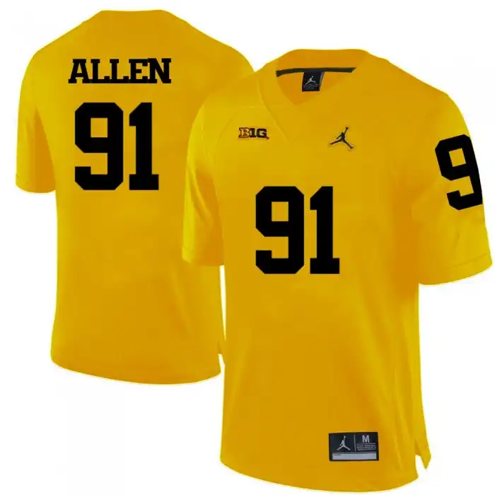 Michigan Wolverines Men's Kenny Allen #91 Yellow College Football Jersey 2415IWAH3