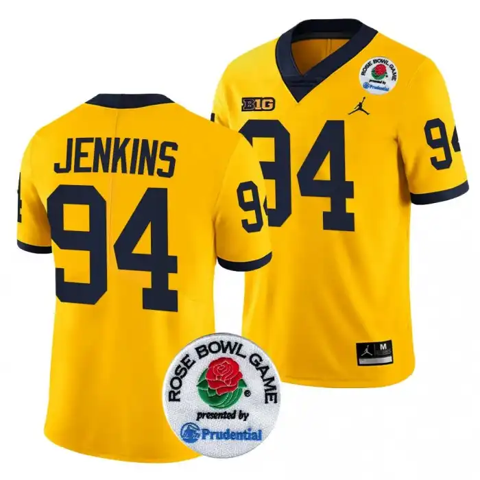 Michigan Wolverines Men's Kris Jenkins #94 Maize 2024 Rose Bowl Playoff College Football Jersey 2415FCXI0