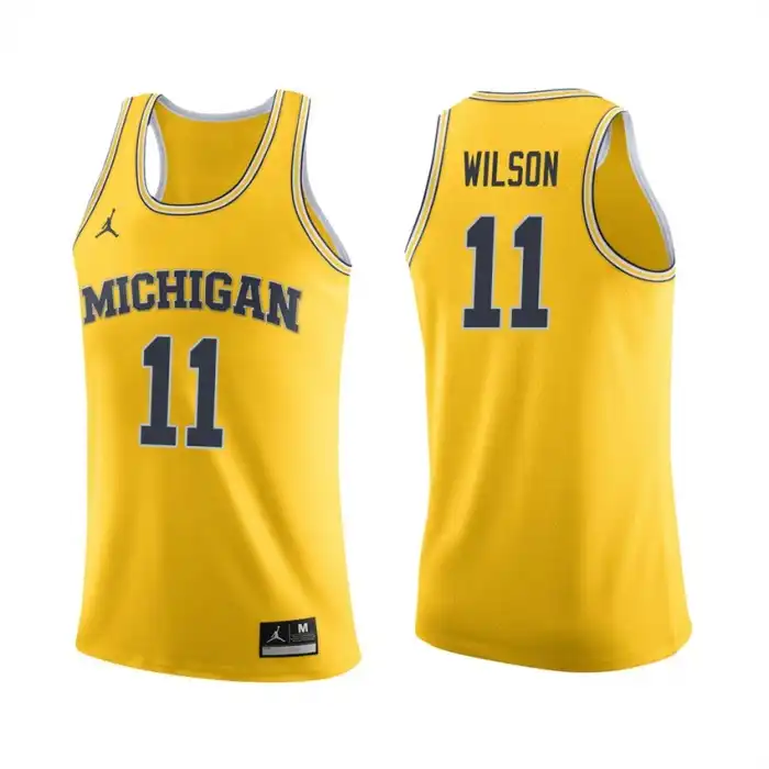 Michigan Wolverines Men's Luke Wilson #11 Maize College Basketball Jersey 2415ZSPP2