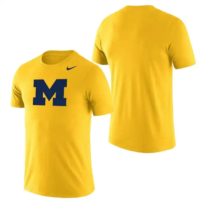 Michigan Wolverines Men's Maize School Logo Legend Performance College Football T-Shirt 2415KSDS2