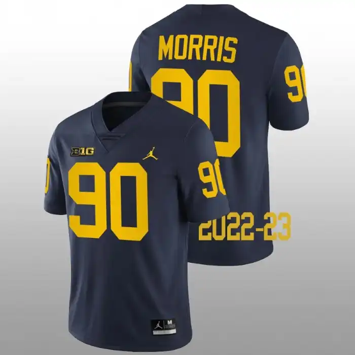 Michigan Wolverines Men's Mike Morris #90 Navy 2022-23 Game College Football Jersey 2415RCDP7