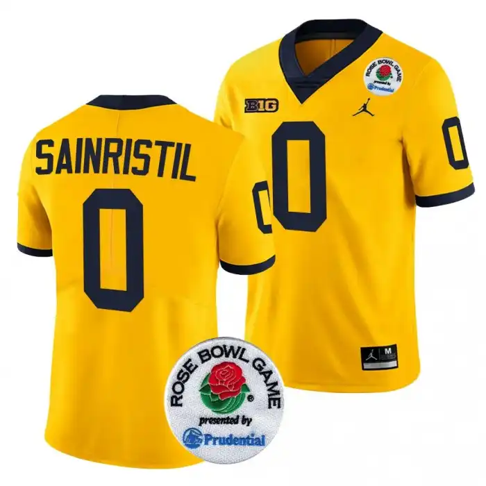 Michigan Wolverines Men's Mike Sainristil #0 Maize 2024 Rose Bowl Playoff College Football Jersey 2415DPNO0