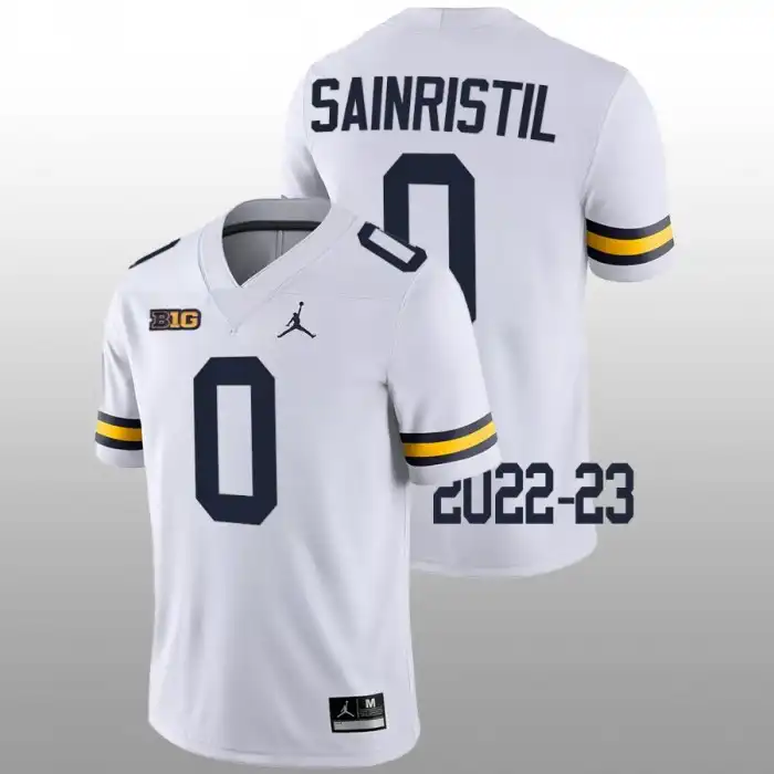 Michigan Wolverines Men's Mike Sainristil #0 White 2022-23 Game College Football Jersey 2415ZAWS5