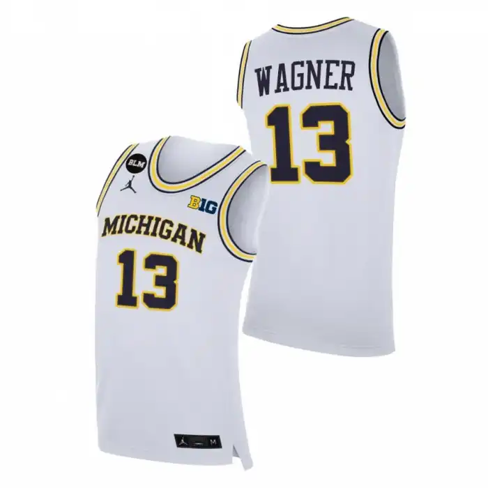 Michigan Wolverines Men's Moritz Wagner #13 BLM White College Basketball Jersey 2415VQGK0