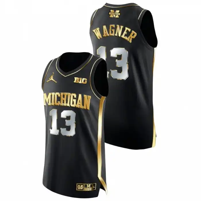 Michigan Wolverines Men's Moritz Wagner #13 Black Golden Edition College Basketball Jersey 2415PEMI5