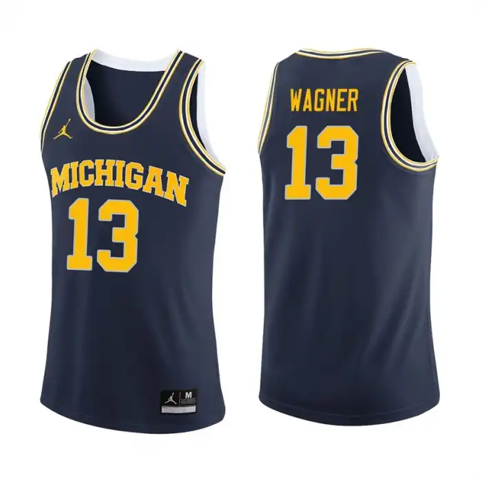 Michigan Wolverines Men's Moritz Wagner #13 Navy College Basketball Jersey 2415LNOI2