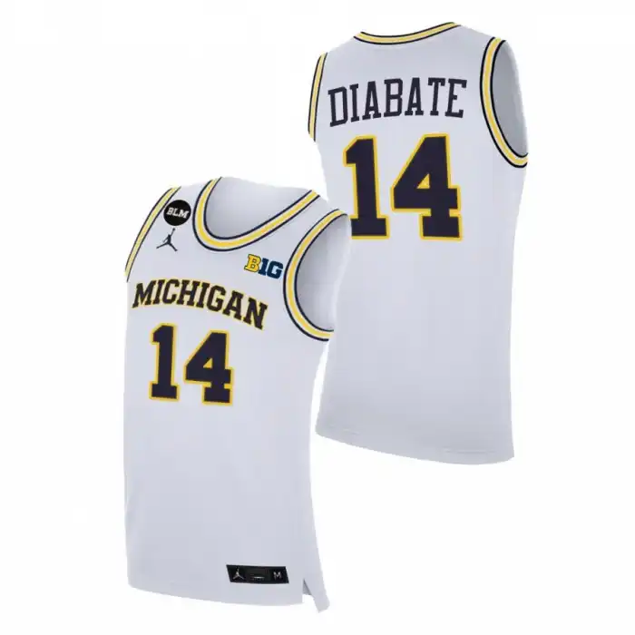 Michigan Wolverines Men's Moussa Diabate #14 2022-23 White College Basketball Jersey 2415ZZTE4