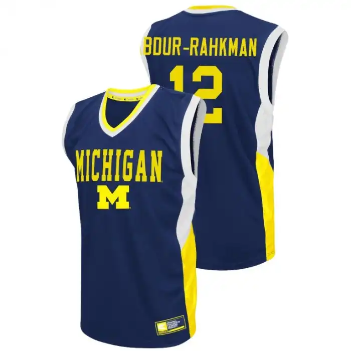 Michigan Wolverines Men's Muhammad-Ali Abdur-Rahkman #12 Fadeaway Blue College Basketball Jersey 2415IARV4