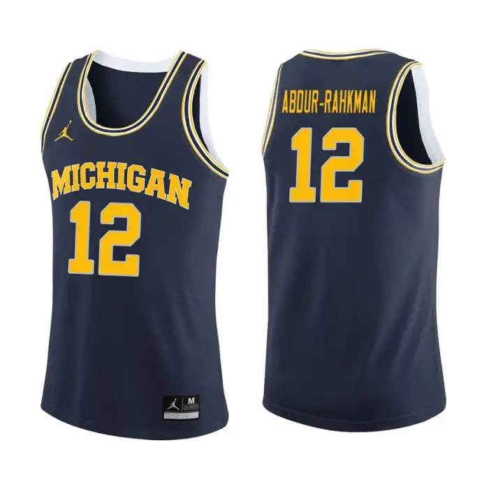 Michigan Wolverines Men's Muhammad-Ali Abdur-Rahkman #12 Navy College Basketball Jersey 2415LXUG2