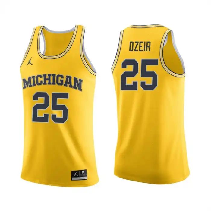 Michigan Wolverines Men's Naji Ozeir #25 Maize College Basketball Jersey 2415NBUB0