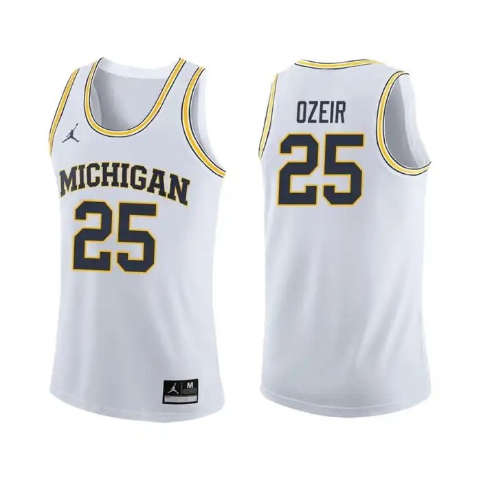 Michigan Wolverines Men's Naji Ozeir #25 White College Basketball Jersey 2415BXWA1