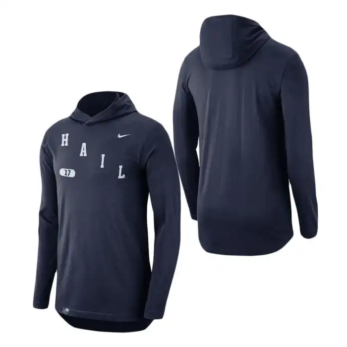 Michigan Wolverines Men's Navy Nike Team Performance Long Sleeve Hoodie College Football T-Shirt 2415UQKZ7