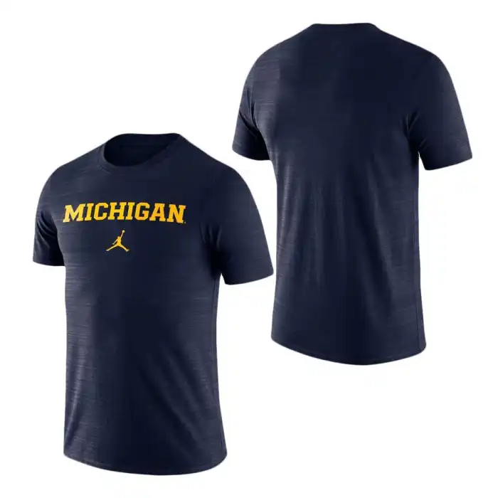 Michigan Wolverines Men's Navy Team Issue Velocity Performance College Football T-Shirt 2415RNZC4