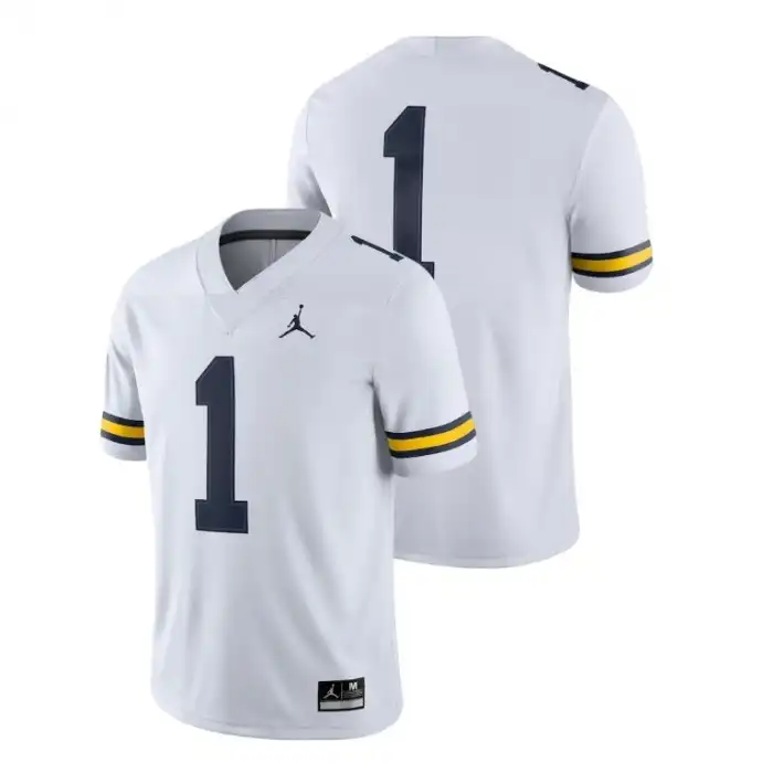 Michigan Wolverines Men's Number #1 2018 White Game College Football Jersey 2415HQIW4