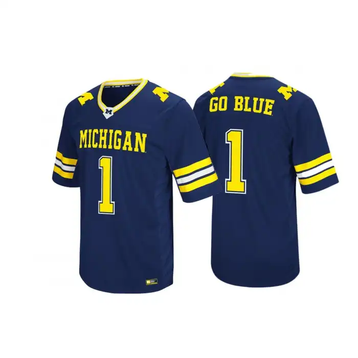 Michigan Wolverines Men's Number #1 Colosseum Hail Mary II Navy College Football Jersey 2415ZSBP2