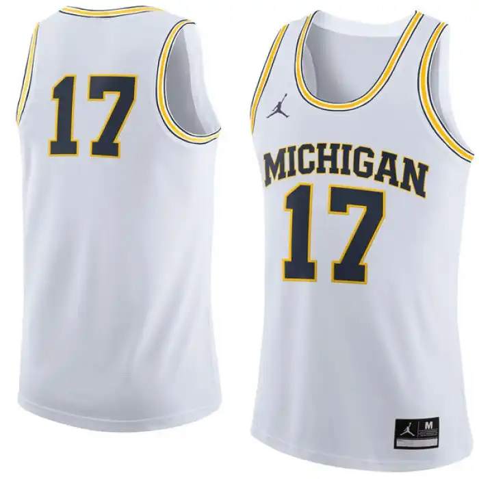 Michigan Wolverines Men's Number #17 White College Basketball Jersey 2415GZQT5