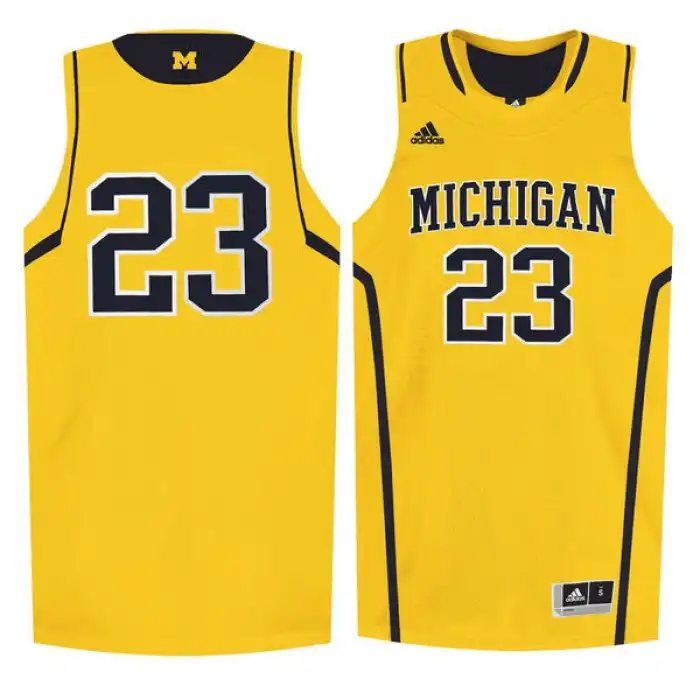 Michigan Wolverines Men's Number #23 Maize College Basketball Jersey 2415FAXZ4