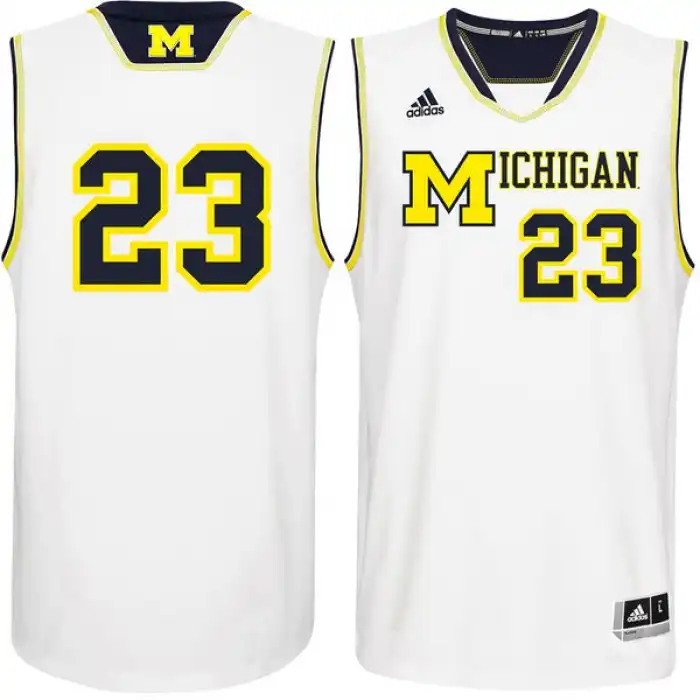 Michigan Wolverines Men's Number #23 White College Basketball Jersey 2415TYZB7