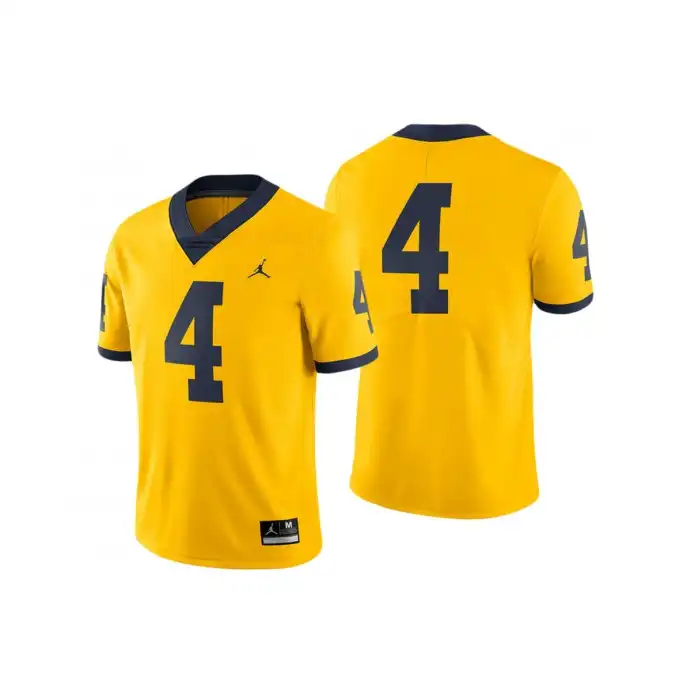 Michigan Wolverines Men's Number #4 Game Maize Performance College Football Jersey 2415OEOG6