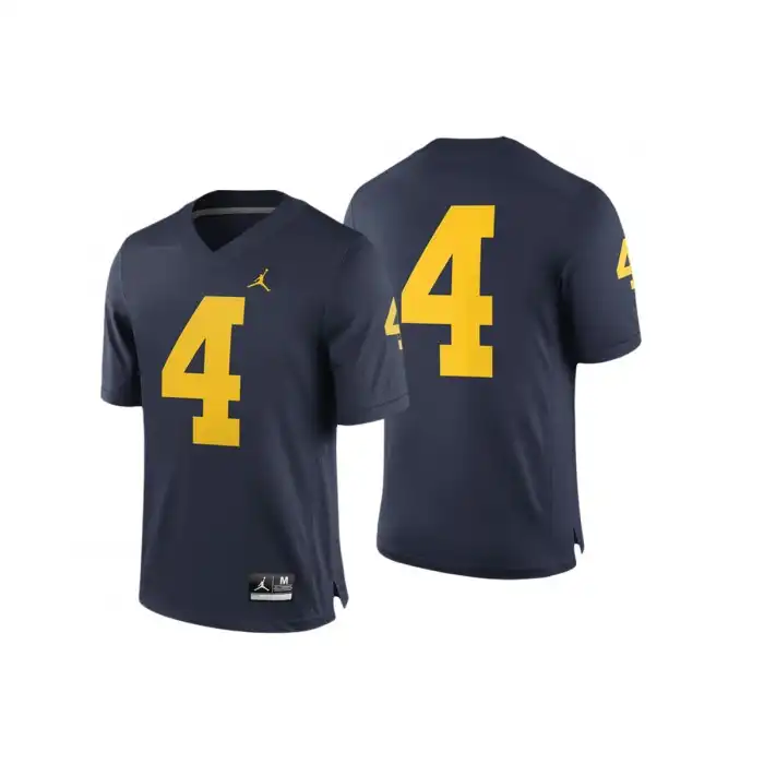 Michigan Wolverines Men's Number #4 Game Navy Performance College Football Jersey 2415XMPZ0