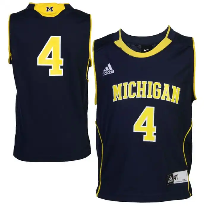 Michigan Wolverines Men's Number #4 Navy College Basketball Jersey 2415PYTY5