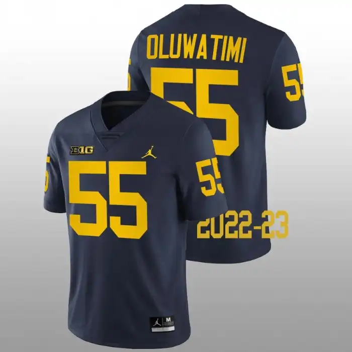 Michigan Wolverines Men's Olusegun Oluwatimi #55 Navy 2022-23 Game College Football Jersey 2415THRC3