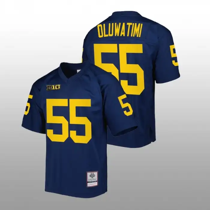 Michigan Wolverines Men's Olusegun Oluwatimi #55 Navy Mitchell Ness Authentic College Football Jersey 2415AHOB1