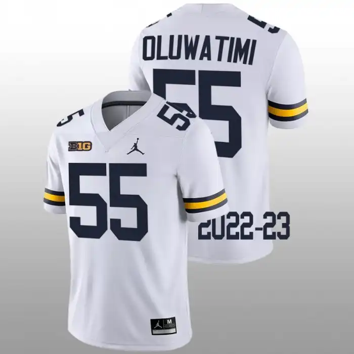 Michigan Wolverines Men's Olusegun Oluwatimi #55 White 2022-23 Game College Football Jersey 2415PPSO8