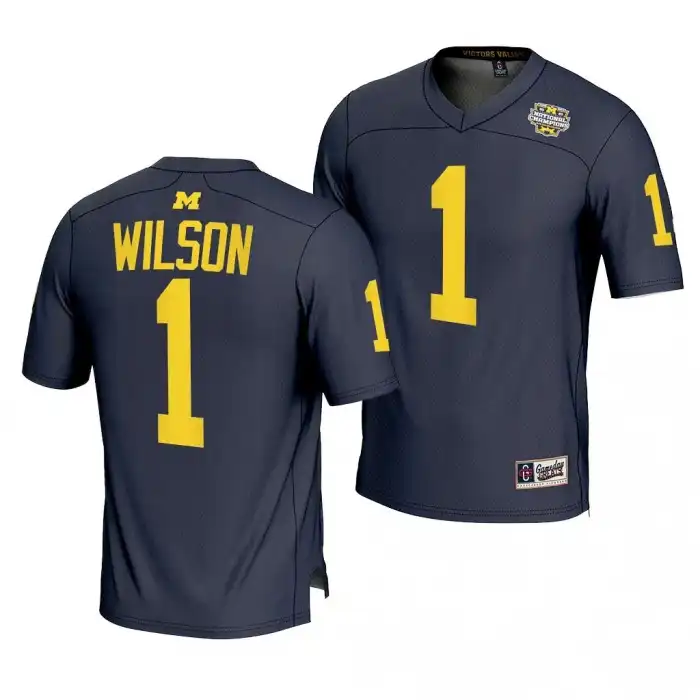 Michigan Wolverines Men's Roman Wilson #1 Navy CFBPlayoff 2023 National Champions Lightweight Fashion College Football Jersey 2415AOPH0