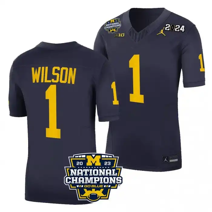 Michigan Wolverines Men's Roman Wilson #1 Navy CFBPlayoff 2023 National Champions Limited FUSE College Football Jersey 2415YNLE3