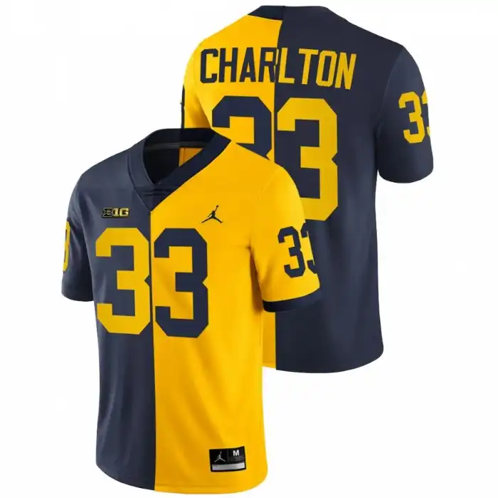 Michigan Wolverines Men's Taco Charlton #33 Maize Navy Alumni Split Edition NFL College Football Jersey 2415TCPL3