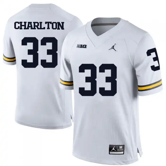 Michigan Wolverines Men's Taco Charlton #33 White College Football Jersey 2415XDMT5