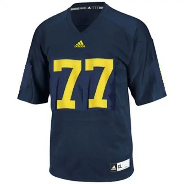 Michigan Wolverines Men's Taylor Lewan #77 Blue College Football Jersey 2415WVQE5