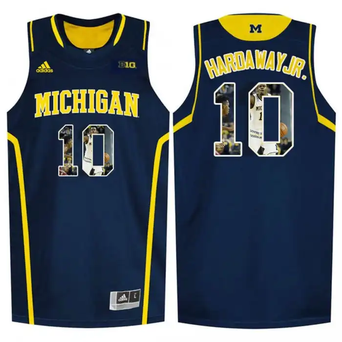 Michigan Wolverines Men's Tim Hardaway Jr. #10 Blue Navy Player Pictorial Tank Top College Basketball Jersey 2415UUKV2