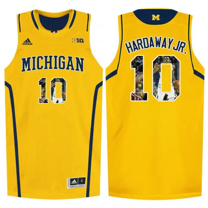 Michigan Wolverines Men's Tim Hardaway Jr. #10 Player Pictorial Tank Top Yellow College Basketball Jersey 2415KMHD1