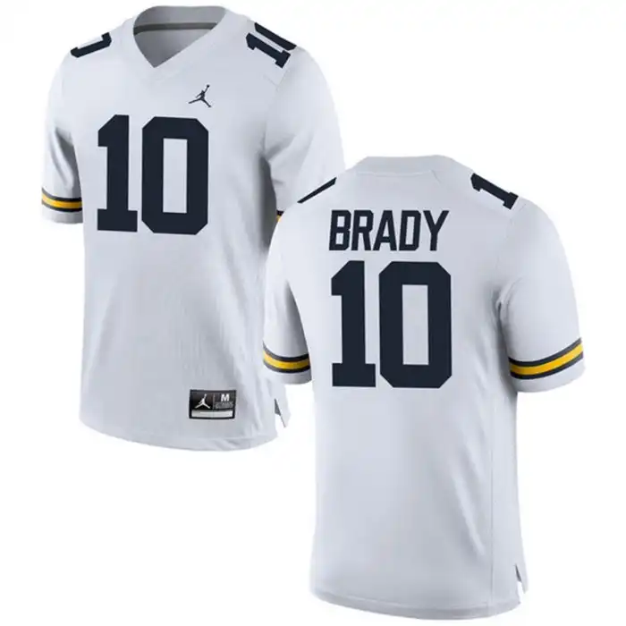 Michigan Wolverines Men's Tom Brady #10 Alumni White Game College Football Jersey 2415AQVT5