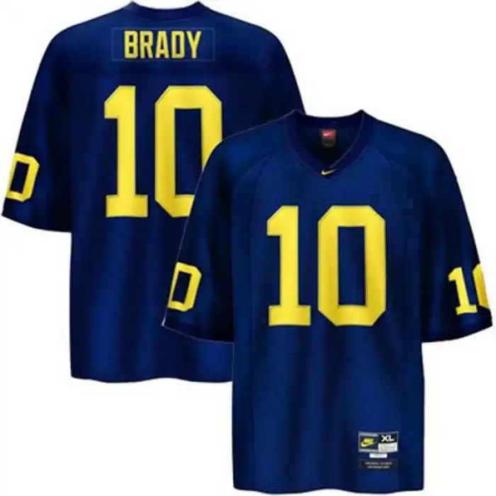 Michigan Wolverines Men's Tom Brady #10 Blue College Football Jersey 2415QOJE5