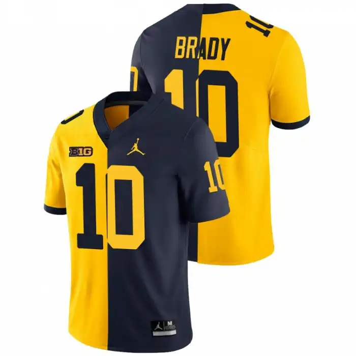 Michigan Wolverines Men's Tom Brady #10 Blue Split Maize Game College Football Jersey 2415SUDR4