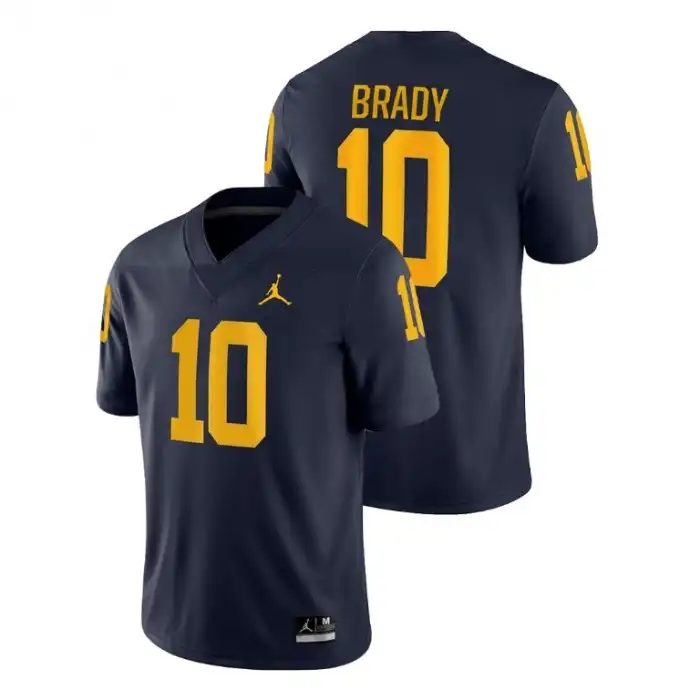 Michigan Wolverines Men's Tom Brady #10 Game Navy College Football Jersey 2415VJNU3