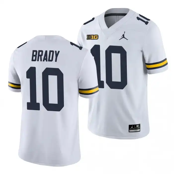 Michigan Wolverines Men's Tom Brady #10 Game White College Football Jersey 2415TZLY2