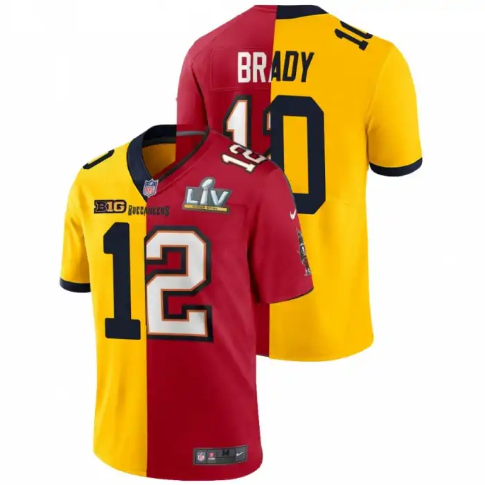 Michigan Wolverines Men's Tom Brady #10 Red Split Maize Game College Football Jersey 2415FSNJ6